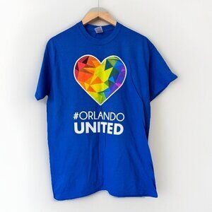Orlando City SC Men Medium Screened Pride ORLANDO UNITED T shirt